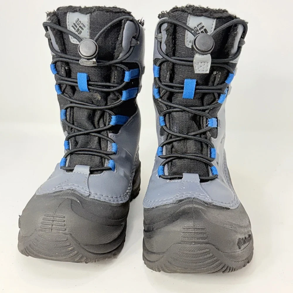 Columbia Kids Grey Black Blue Waterproof 400g Insulated Snow Boots BY4430-011 3Y